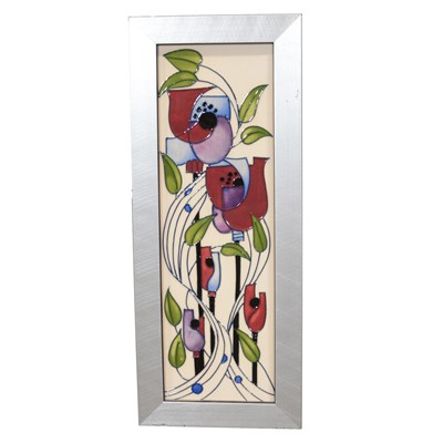Lot 175 - Rachel Bishop for Moorcroft Pottery, a Mackintosh-inspired framed tile panel
