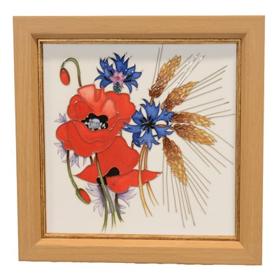 Lot 143 - Emma Bossons for Moorcroft Pottery, a Harvest-inspired pattern framed wall plaque