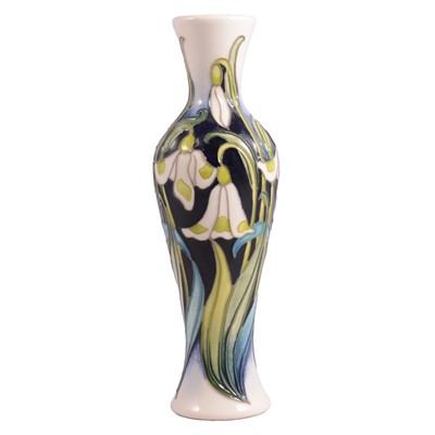 Lot 150 - Emma Bossons for Moorcroft Pottery, a limited edition vase with Snowdrop design