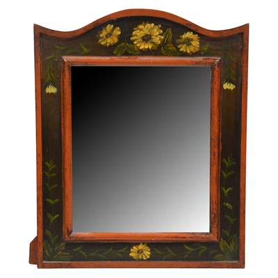 Lot 464 - Chippendale style mahogany wall mirror, painted easel mirror, and set of Victorian wall shelves