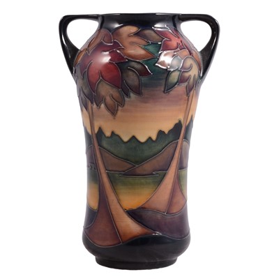 Lot 137 - Sian Leeper for Moorcroft Pottery, a 'Western Isles' trial design twin-handled vase
