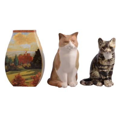 Lot 114 - Two Winstanley pottery cats, other cat models, and assorted decorative wares