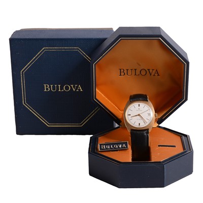 Lot 453 - Bulova - a gentleman's yellow metal automatic wristwatch.