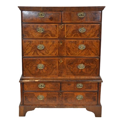 Lot 417 - Walnut chest on chest, adapted, parts 18th Century