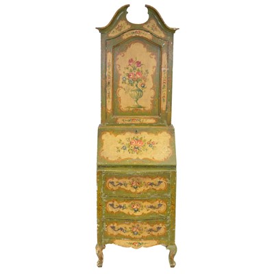 Lot 514 - Tyrolean painted pine bureau bookcase