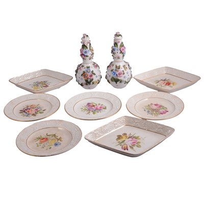 Lot 127 - Two Meissen-style floral-encrusted vases, and part set of Wilson dessert service
