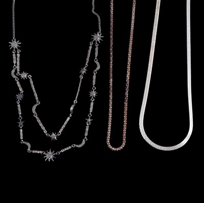 Lot 404 - Eighteen silver and white metal chain necklaces, new and unworn.