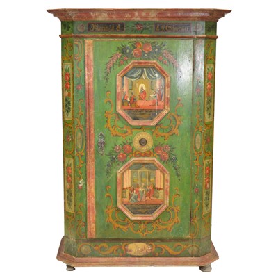 Lot 516 - Tyrolean painted pine cupboard