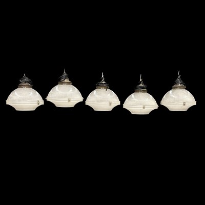 Lot 511 - Six Holophane-style ceiling lights