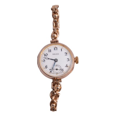 Lot 467 - Rolex - a lady's 9 carat yellow gold bracelet wristwatch.