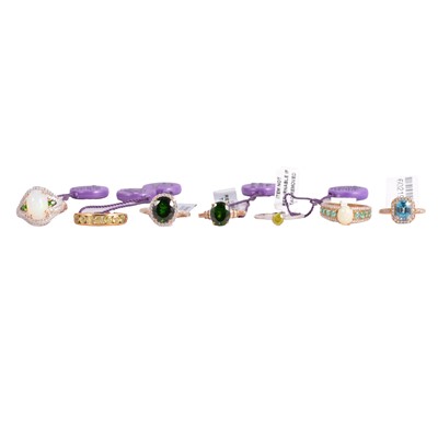 Lot 98 - Eight gemset gold rings.