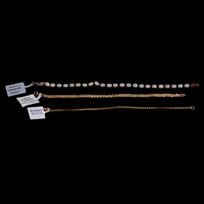 Lot 363 - Two 9 carat yellow gold bracelets, and an opal bracelet.
