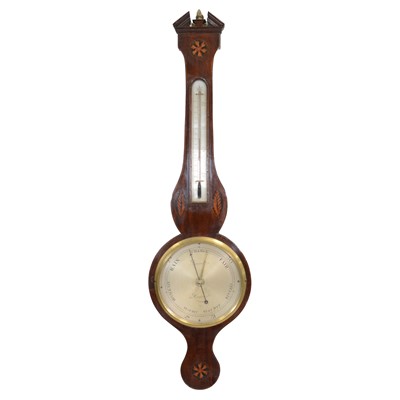 Lot 406 - Georgian mahogany banjo barometer, Borelli, London
