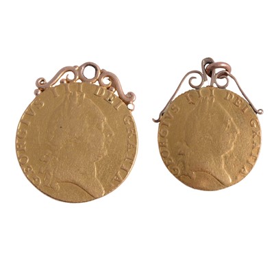 Lot 134 - Two Gold Coin pendants with soldered tops