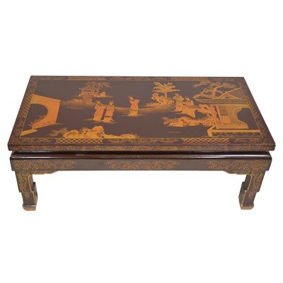 Lot 543 - Chinese brown-lacquered coffee table