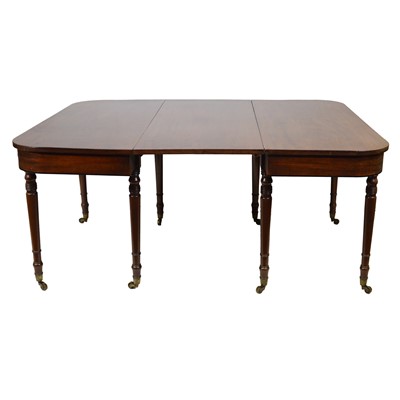 Lot 326 - George III mahogany dining table, adapted