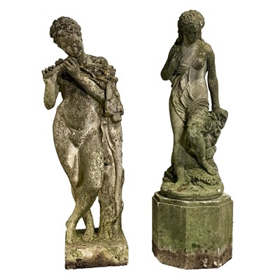 Lot 530 - Pair of Haddonstone garden statues, Pan and Venus
