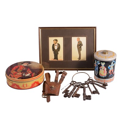 Lot 147 - A bunch of eight antique keys and Gilbert & Sullivan related memorabilia.