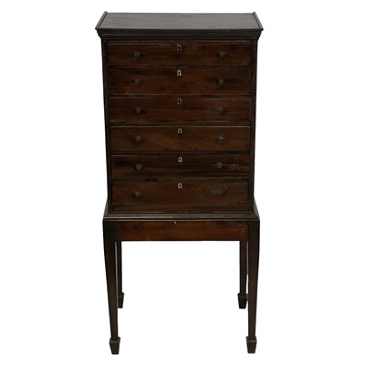 Lot 374 - 19th Century mahogany collectors chest on stand