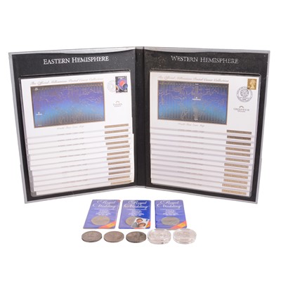 Lot 321 - Silver and silver proof coins, other coins, Millennium Postal Cover Collection, and stamps.