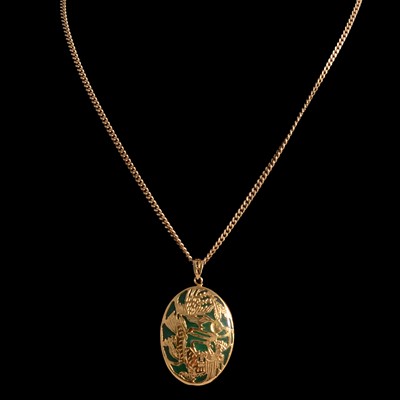 Lot 194 - A jadeite pendant on a chain.