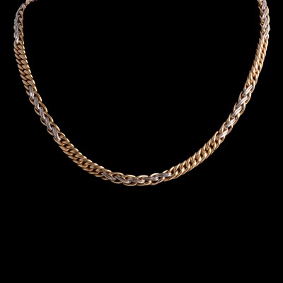 Lot 286 - A 14 carat yellow and white gold necklace.