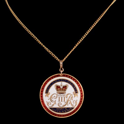Lot 310 - Queen Charlotte medallion 1789 and chain.
