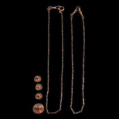 Lot 412 - Two Albert watch chains, and four dress studs.