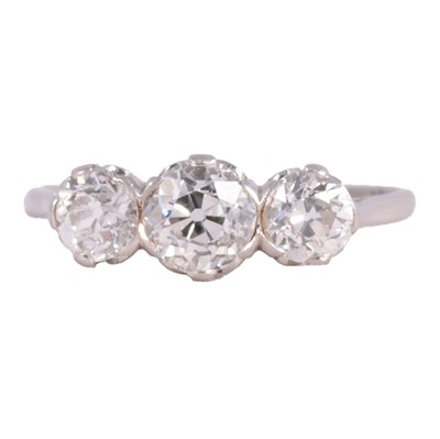 Lot 47 - A diamond three stone ring.