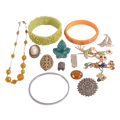 Lot 566 - A collection of Edwardian and later costume jewellery.