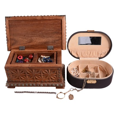 Lot 575 - A 9ct Back & Front locket, gold-plated spectacles, freshwater pearl necklace, and other jewellery.