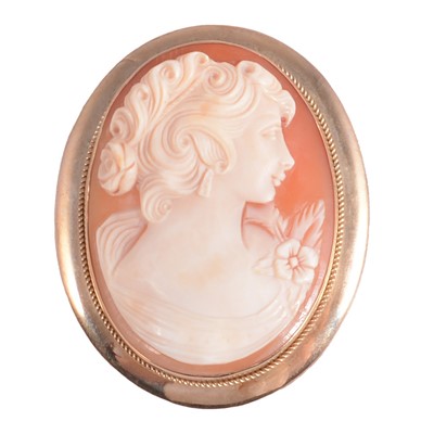 Lot 224A - A carved shell cameo brooch.