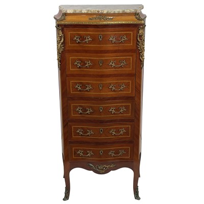 Lot 227 - French Transitional style mahogany, kingwood and stained wood secretaire