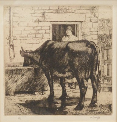 Lot 383 - Charles Frederick Tunnicliffe, The Watering Trough and two others etchings by the same hand