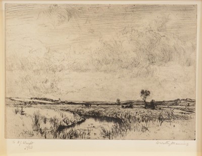 Lot 359 - William Westley Manning, Pevensey Level, Sussex and two other etchings