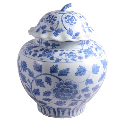 Lot 4 - Modern Chinese vase and cover on a stained wood stand