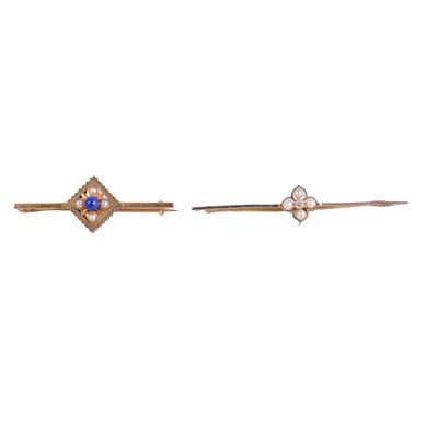 Lot 229 - Two Edwardian bar brooches.