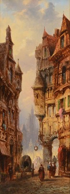 Lot 360 - Felice Auguste Rezia, Market in Innsbruck, and a companion work