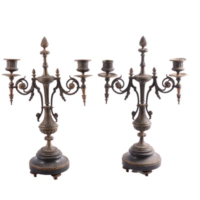 Lot 94 - Pair of French brass candlesticks, 19th century