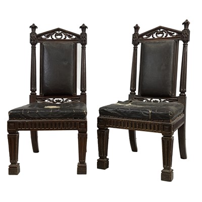 Lot 380 - Pair of large Victorian mahogany framed chairs