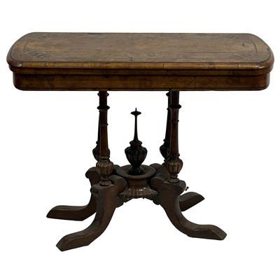 Lot 413 - Victorian burr walnut and marquetry card table