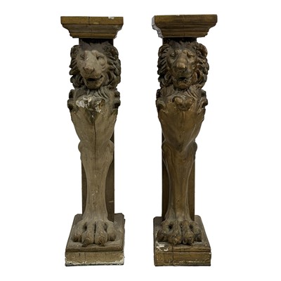 Lot 407 - Pair of 19th century gesso columns/ pedestals
