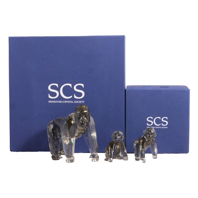 Lot 80 - Swarovski Crystal Gorilla mother and baby #952504 and baby gorilla #955440