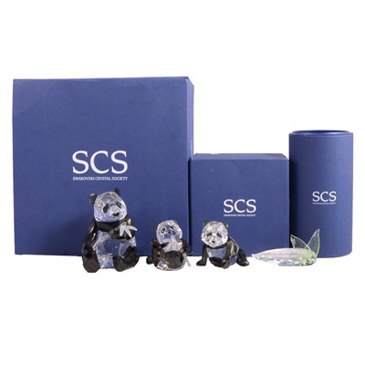 Lot 84 - Swarovski Crystal Panda mother and baby #900918, and additional baby