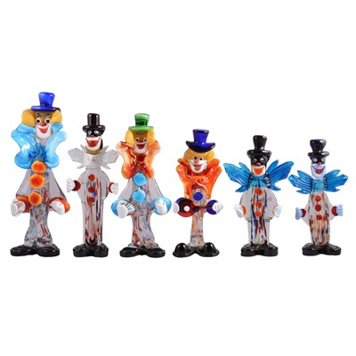 Lot 54 - Six Murano glass clown models