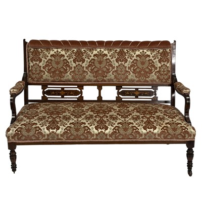 Lot 335 - Victorian rosewood marquetry three piece salon suite.