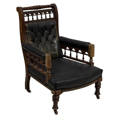 Lot 346 - Victorian walnut framed armchair.