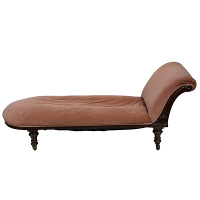Lot 423 - Victorian walnut framed chaise longue.