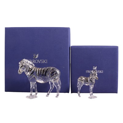 Lot 79 - Swarovski Crystal Zebra 'Amai' #5550663 and baby Zebra 'Zuri' #5557906