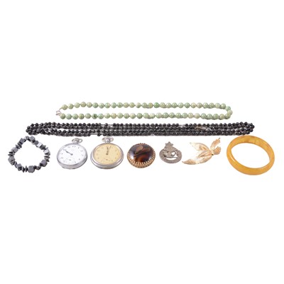 Lot 462 - A collection of costume jewellery pendants, chains, brooches, and other items.